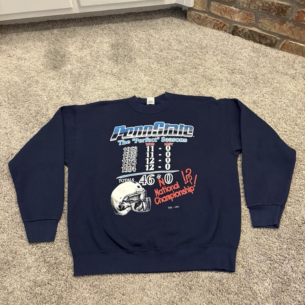 Vintage 90s Sweatshirt Mens Large Penn State Blue Perfect Season Crewneck Loom